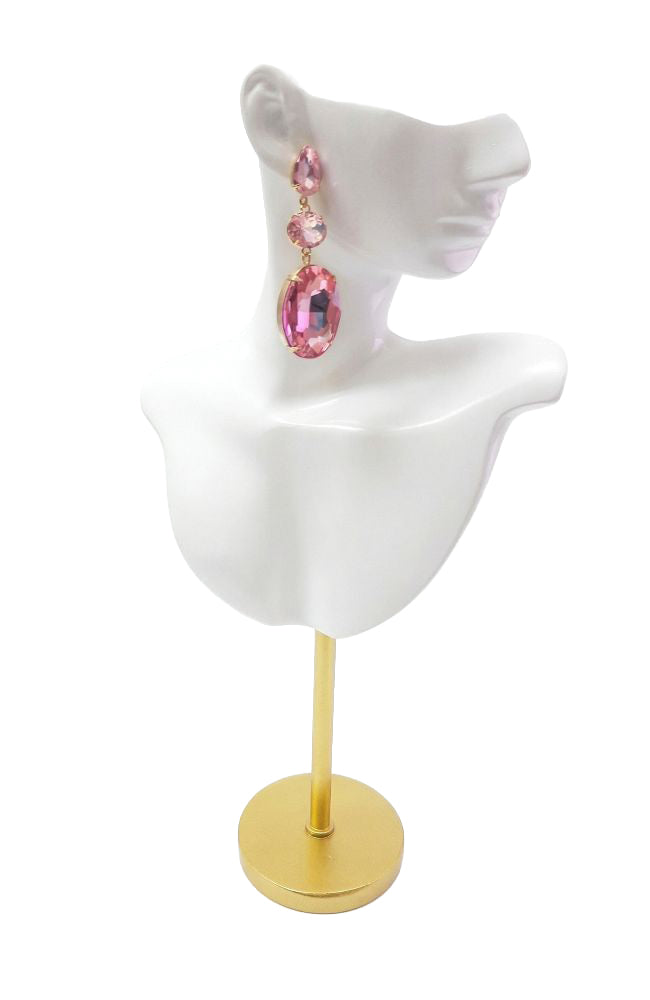 Astrial Pink 3 Crys Earring