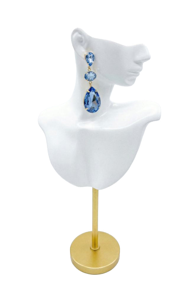 Blue 3 Crystal Earrings