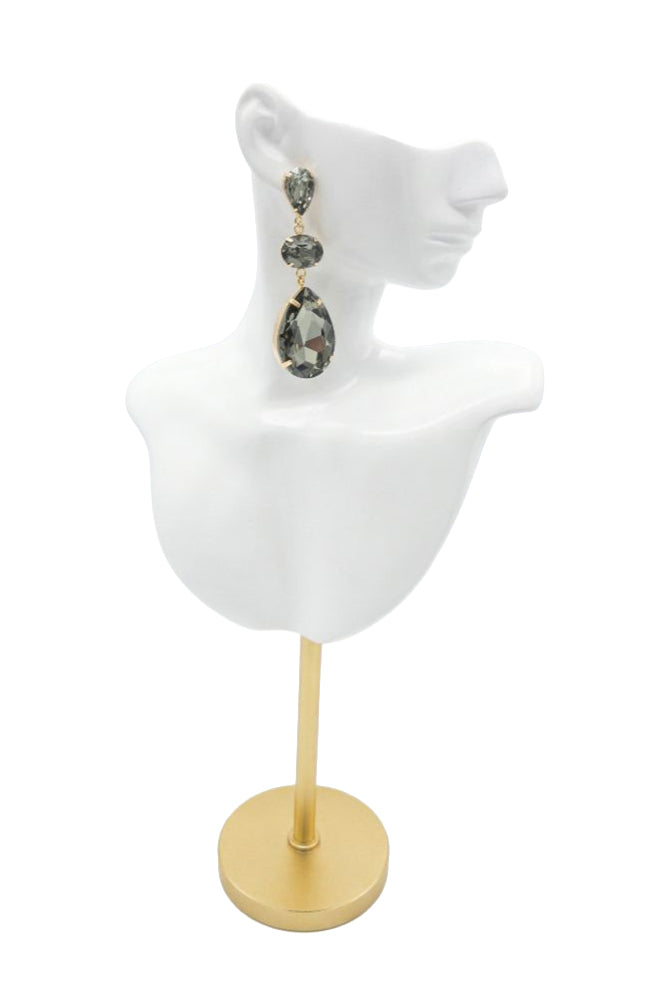 Dark Green 3 Crystal Earrings