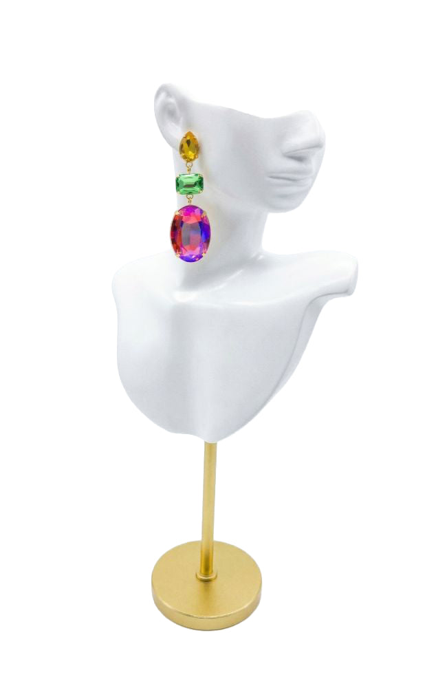 Astral Pink Yellow Peridot Crystal Drop Earrings