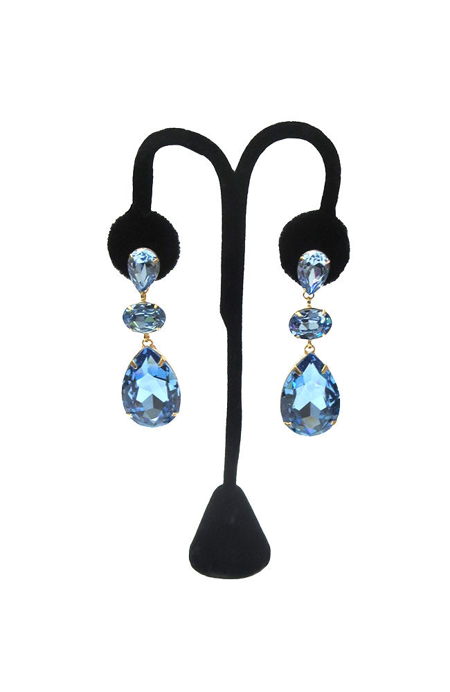 Triple Crystal Earring Blues