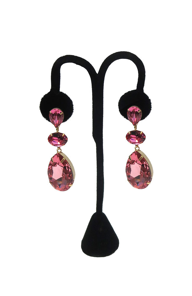 Triple Crystal Earring Pinks