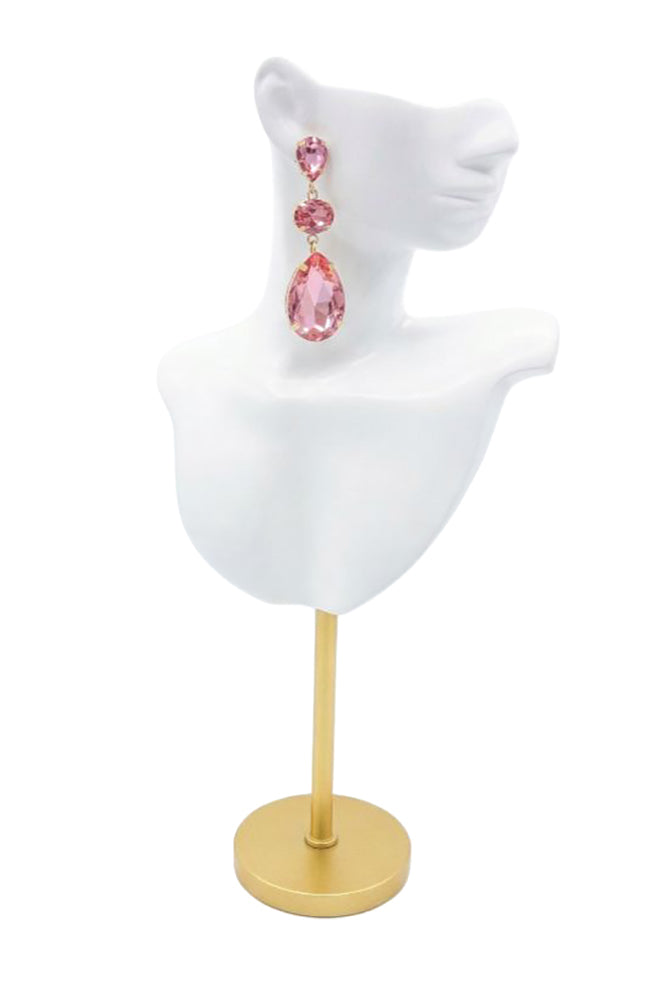 Pink 3 Crystal Earrings