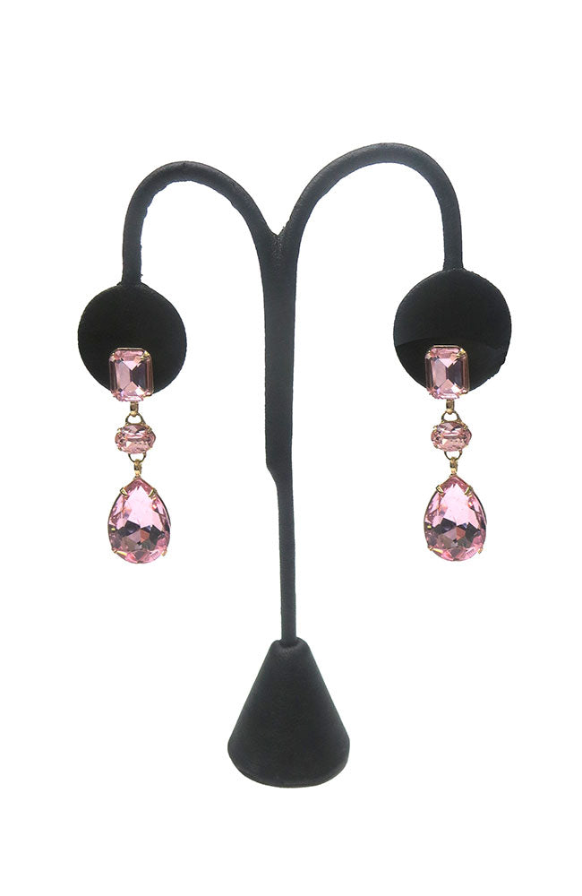 Gold Crystal Triple Drop Earring