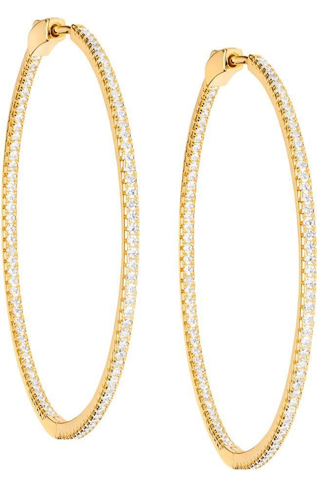 Medium Crystal Gold Hoop Earrings