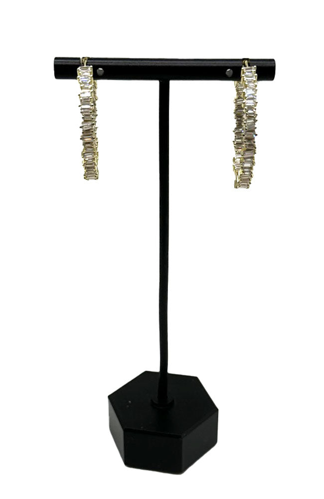Baguette CZ Hoop Earring