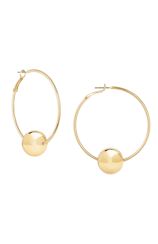 Med Gold Hoops with Ball