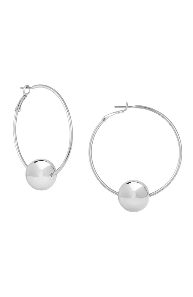 Med Silver Hoops with Ball