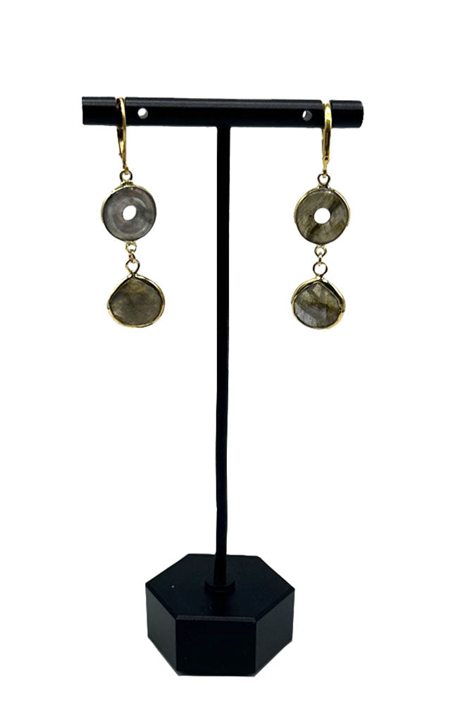 Lab Donut Drop Earrings
