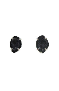 Blk Geode Druzy Stud Earrings