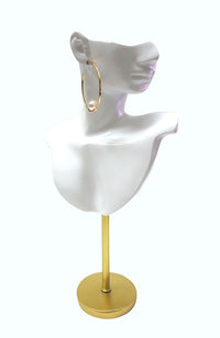 High Polished Gold Hoops Single Pearl
