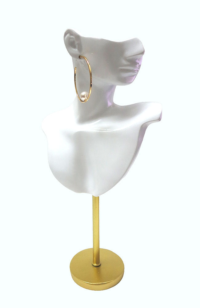 High Polished Gold Hoops Single Pearl