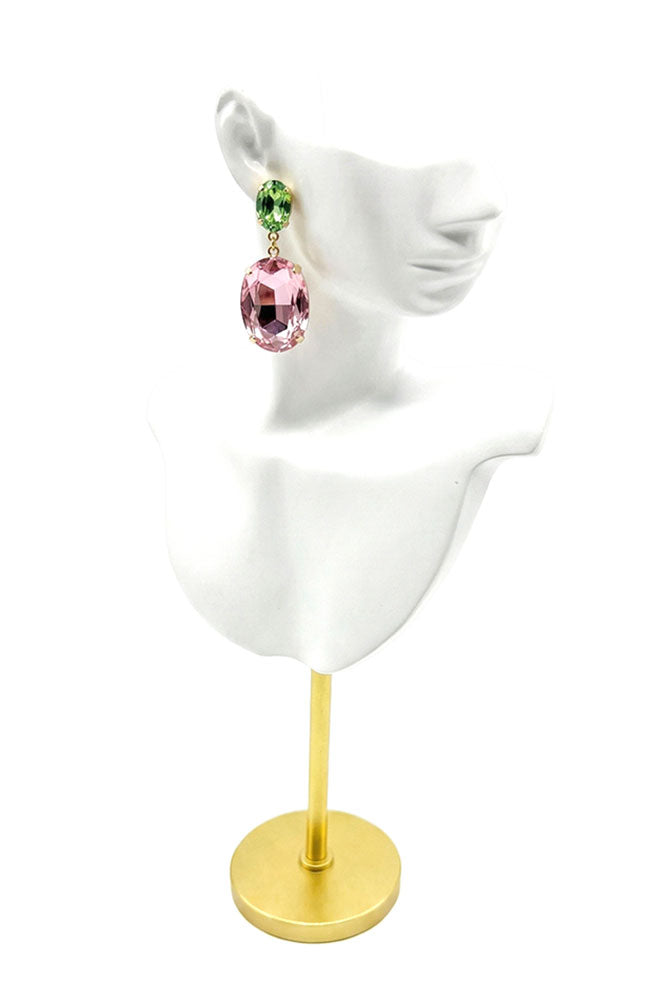 Green and Pink Swar Earrings