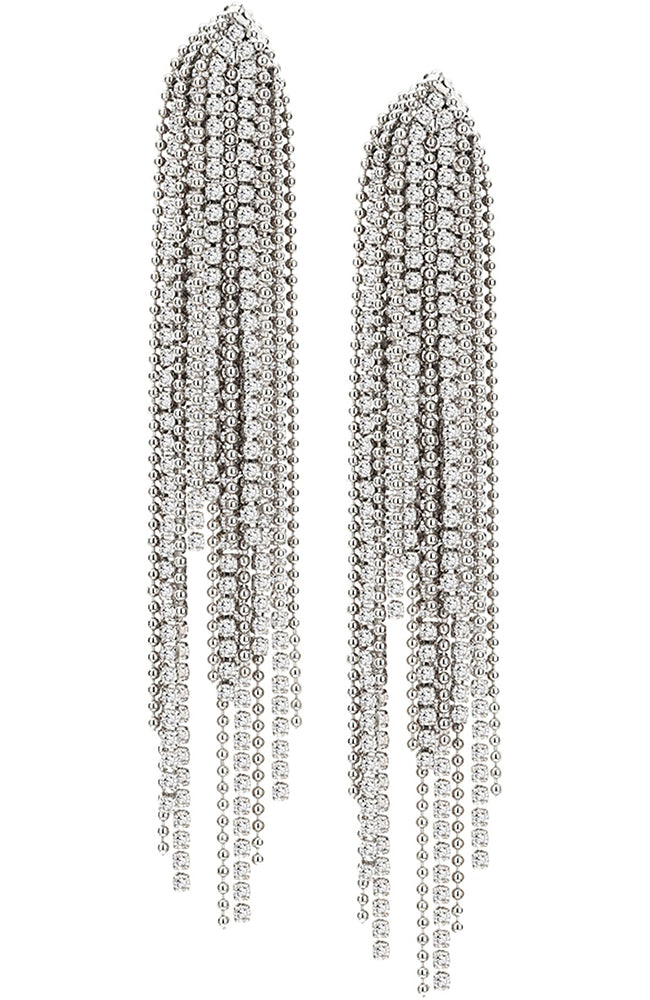Silver Crystal Fringe Earring