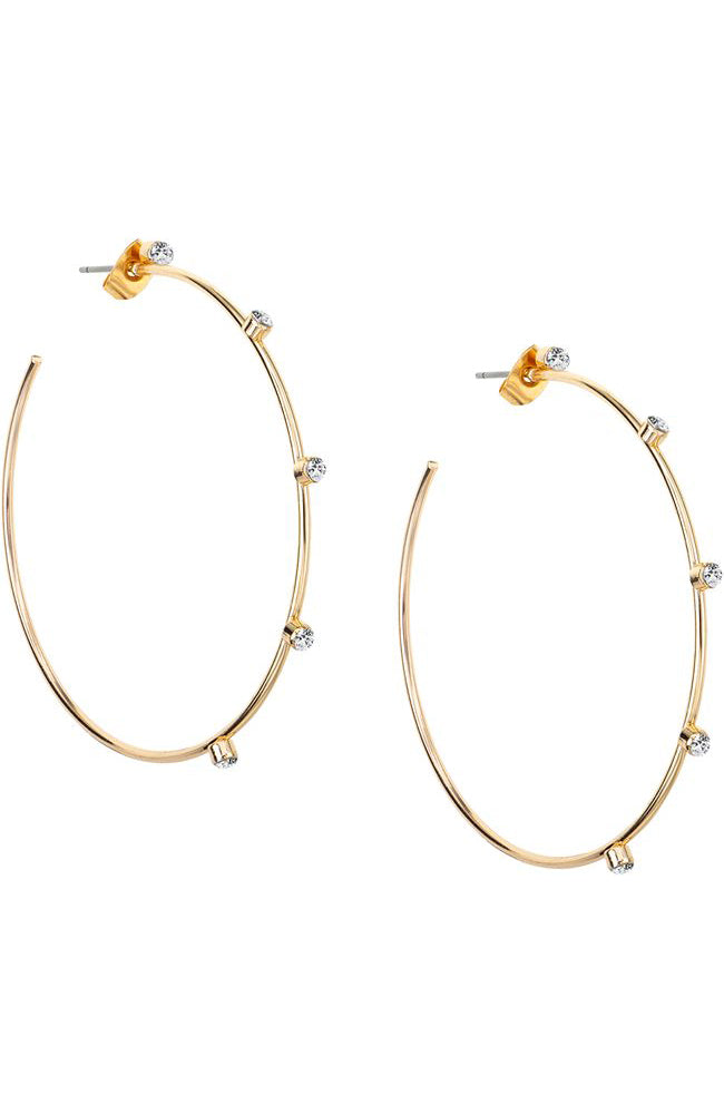 2" CZ Studded Hoop Gold Earring