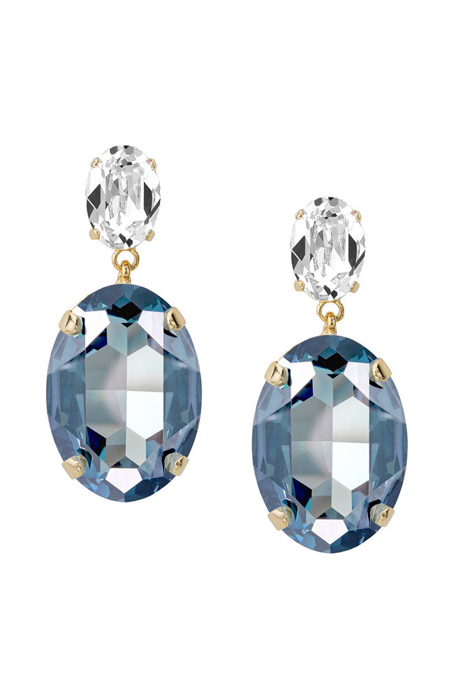 Crys Blue 2 Teardrop Earrings