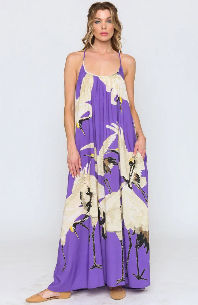 Cranes of Heaven Maxi Dress