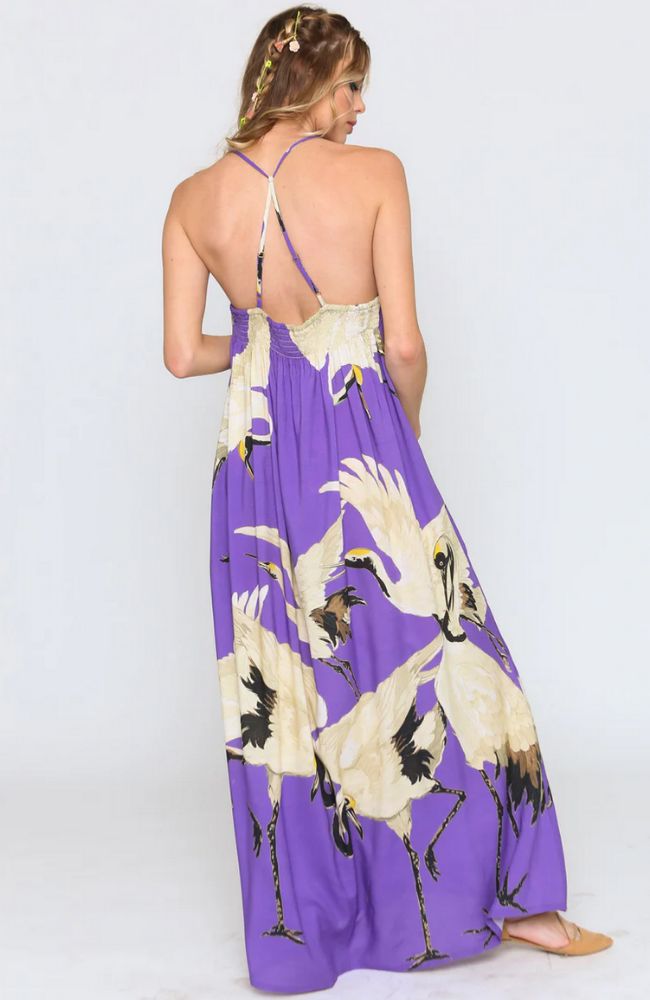 Cranes of Heaven Maxi Dress