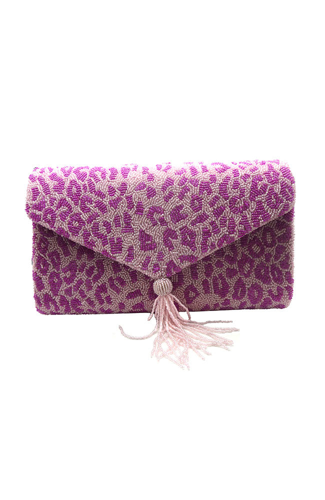 Tassel Beaded Envelope Clutch