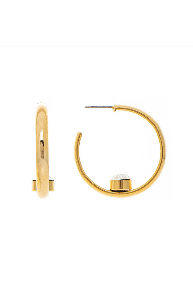 Gold Hoop with Large CZ