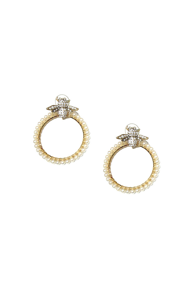 CZ Bee Doorknocker Earrings
