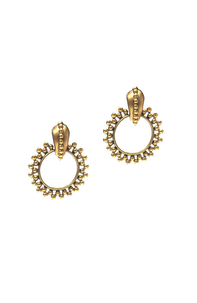Gold Spheres on Circle Earring
