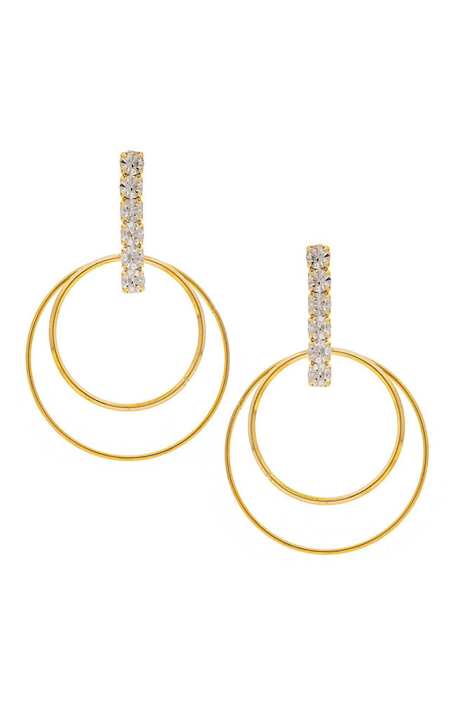 CZ Stick with Double Gold Hoop