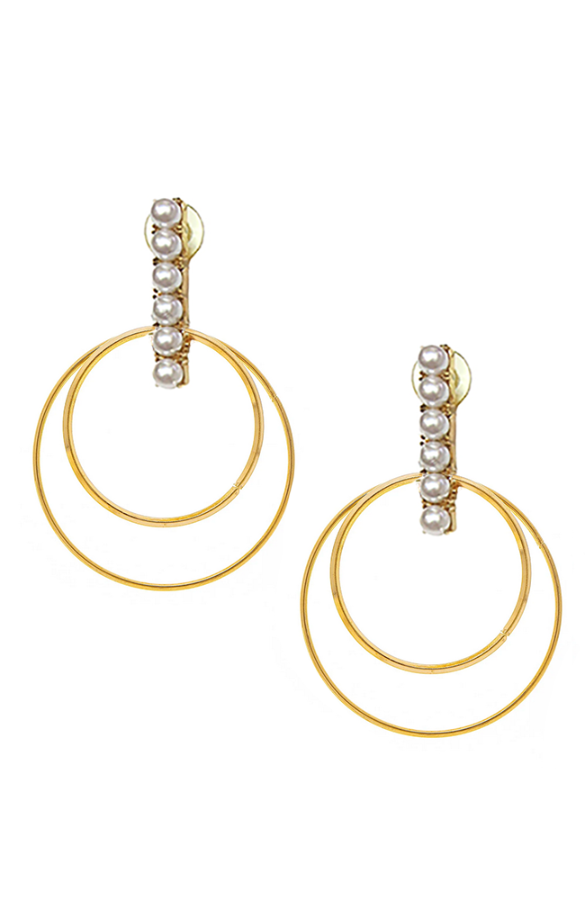 Pearl Stick with Double Gold Hoop