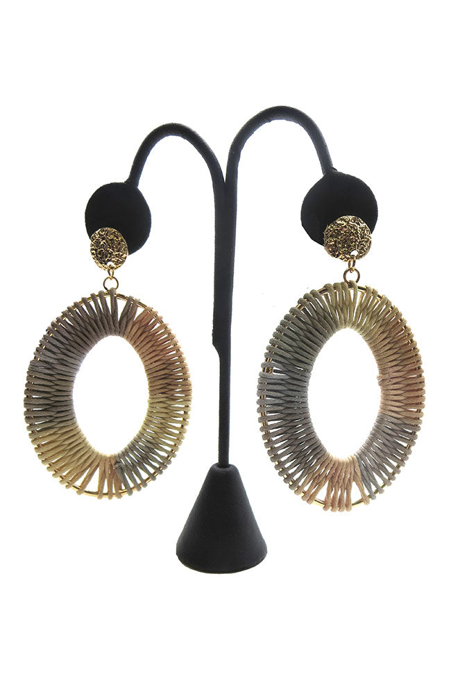Gray Oval Wrapped Earrings