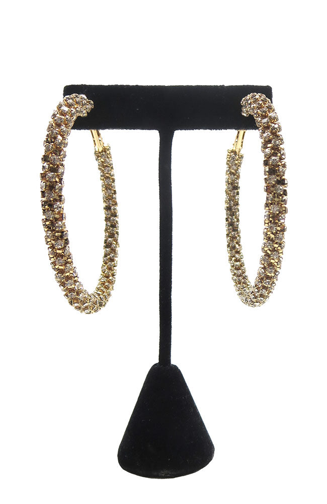 Gold Paved Crystal Hoops