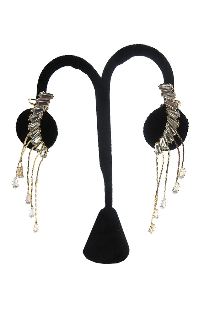 Gold Curved Bar 5 Row Earrings