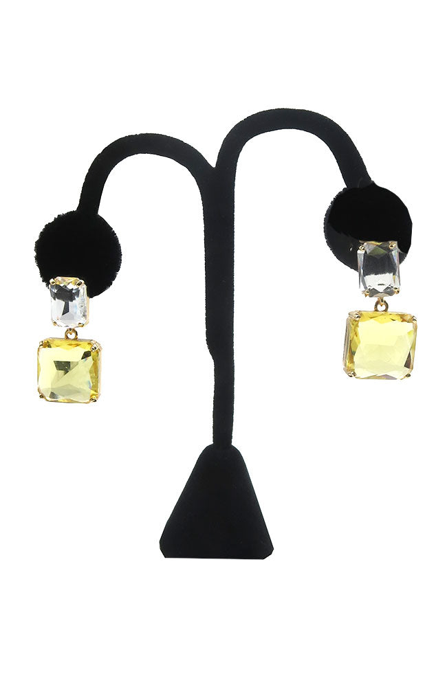 Yellow Rectangle and Square Earrings