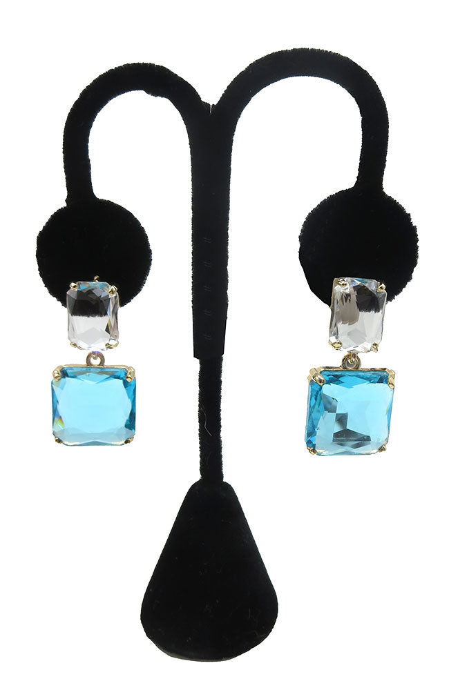 Turq Rectangle and Square Earrings