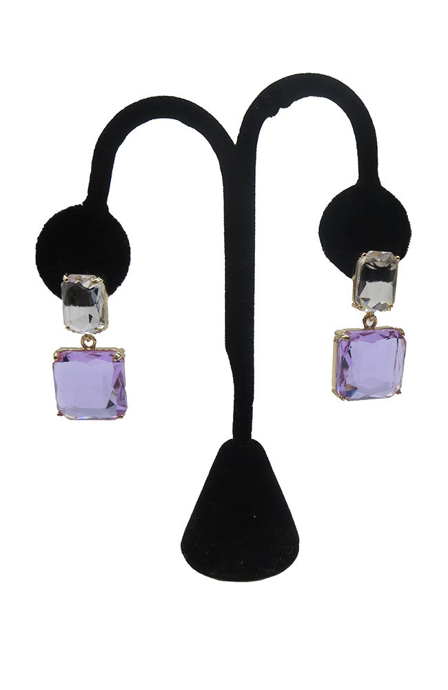 Lavender Rectangle and Square Earrings