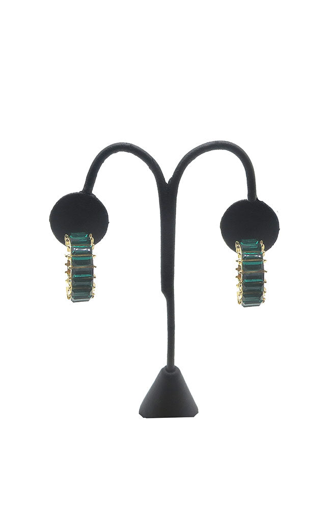 Green Gold Baguette Hoops