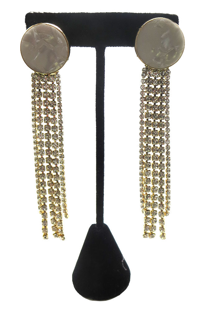 White Crystal Fringe Earrings