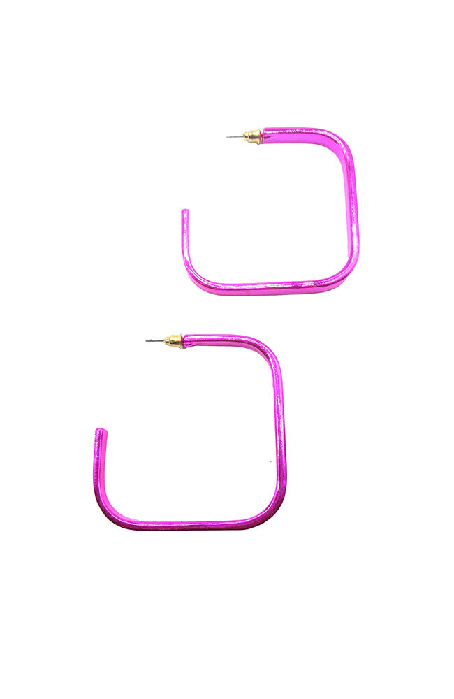 Hot Pink Square Coated Hoops