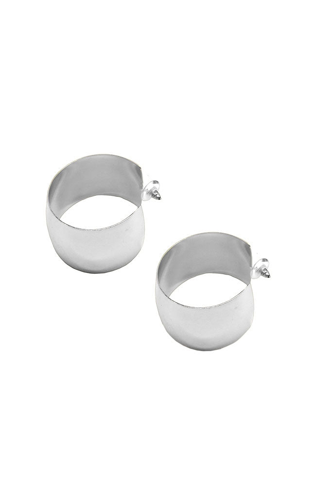 Silver Wide Flat Hoops