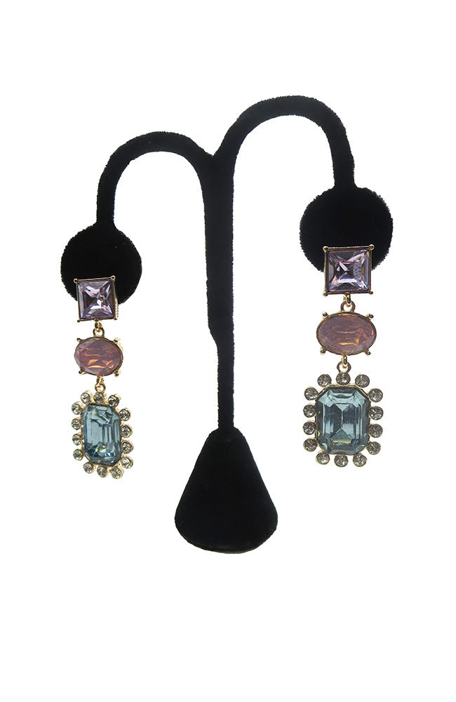 Lavender Pink Blue Jewel Earrings
