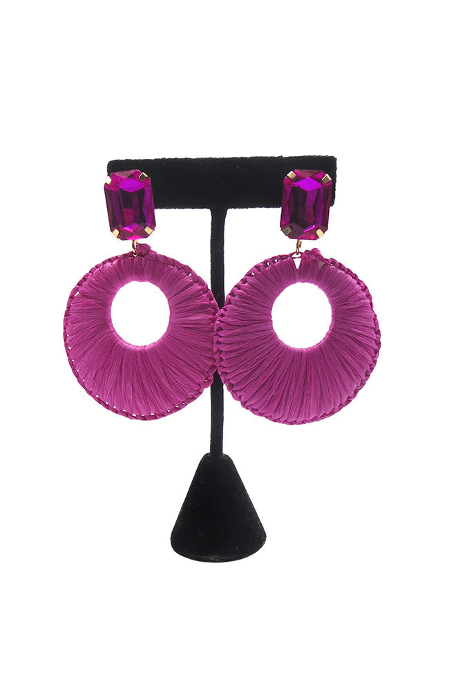 Pink Wrapped Raffia Earrings