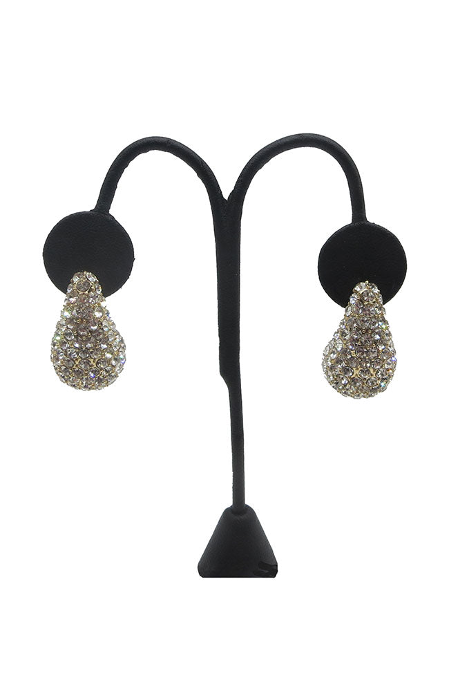 Gold Pave Crystal Teardrop Earrings