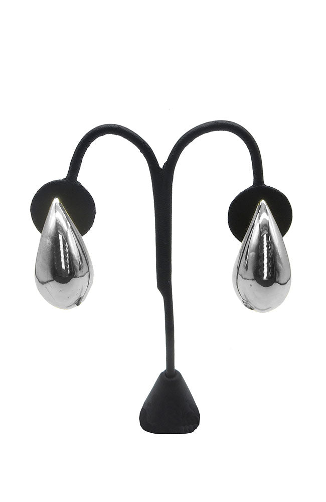 Large Silver Puffy Teardrop Earrings