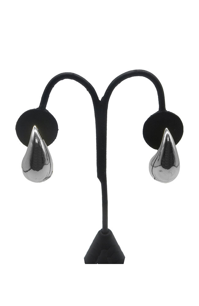 Medium Silver Puffy Teardrop Earrings