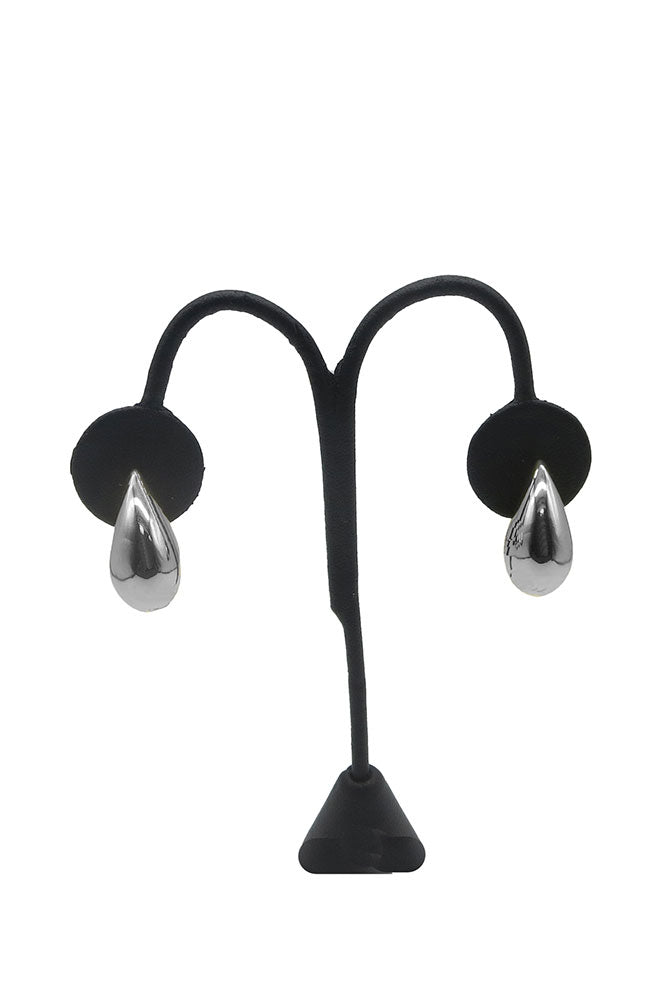 Small Silver Puffy Teardrop Earrings