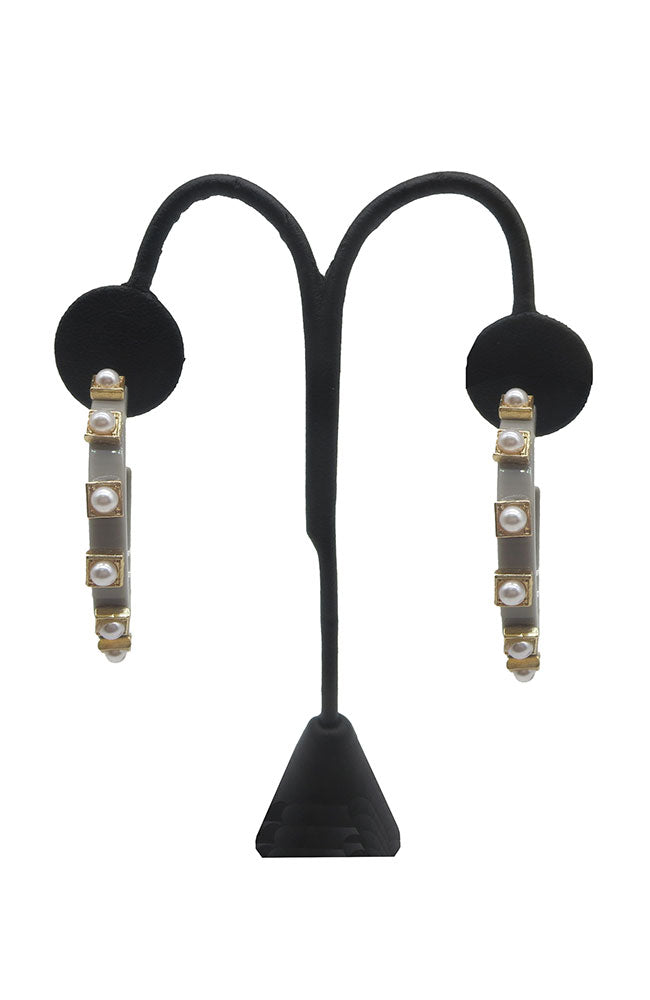 Gray Pearl Acetate Hoops