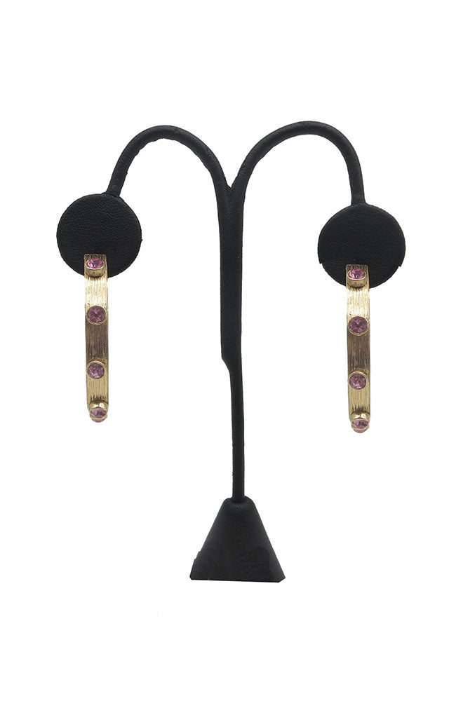 Blush Gold Crys Textured Hoops