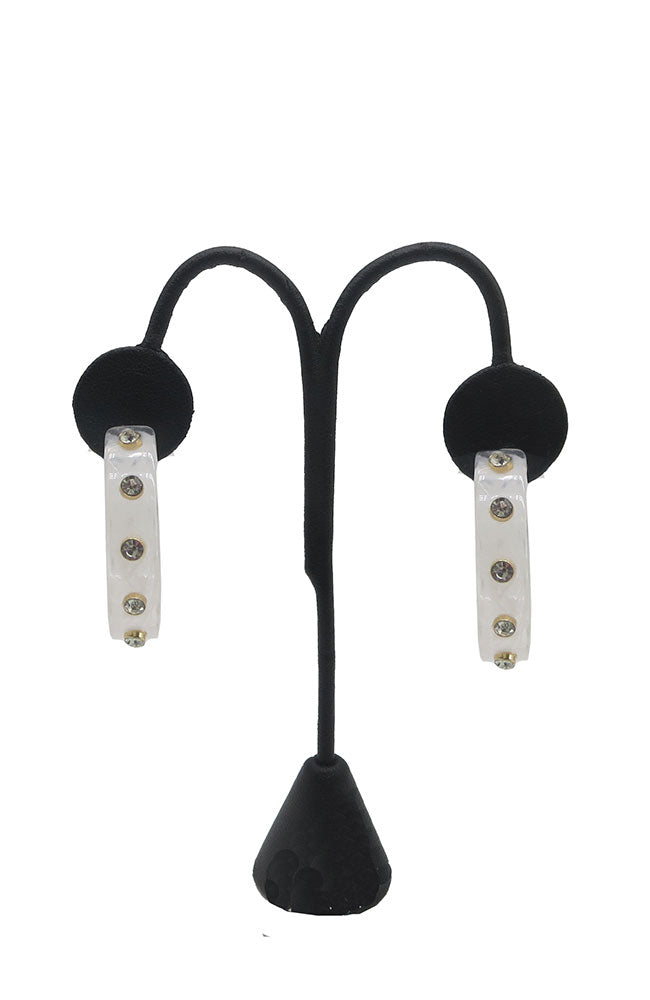 White Crystal Station Acetate Hoops