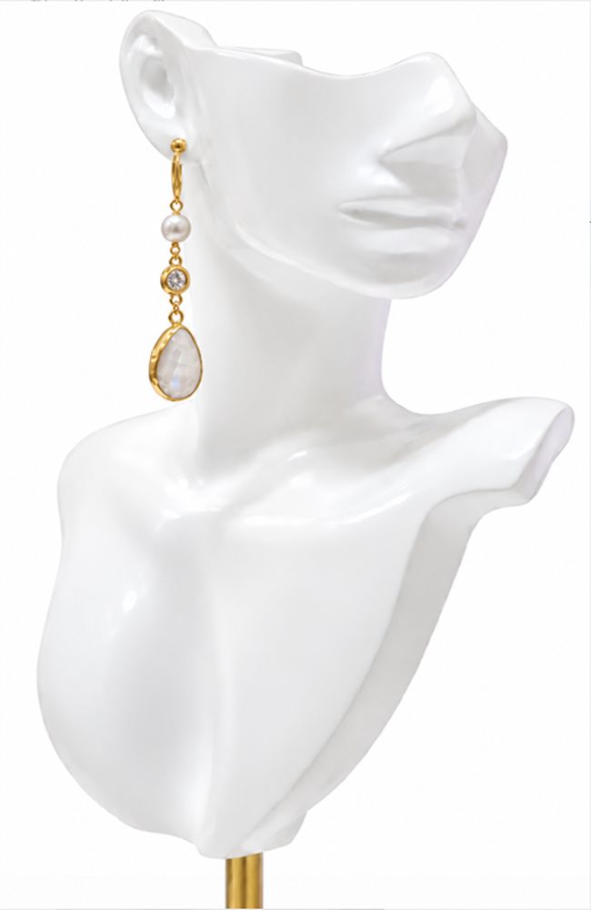 Pearl CZ Tear Earring