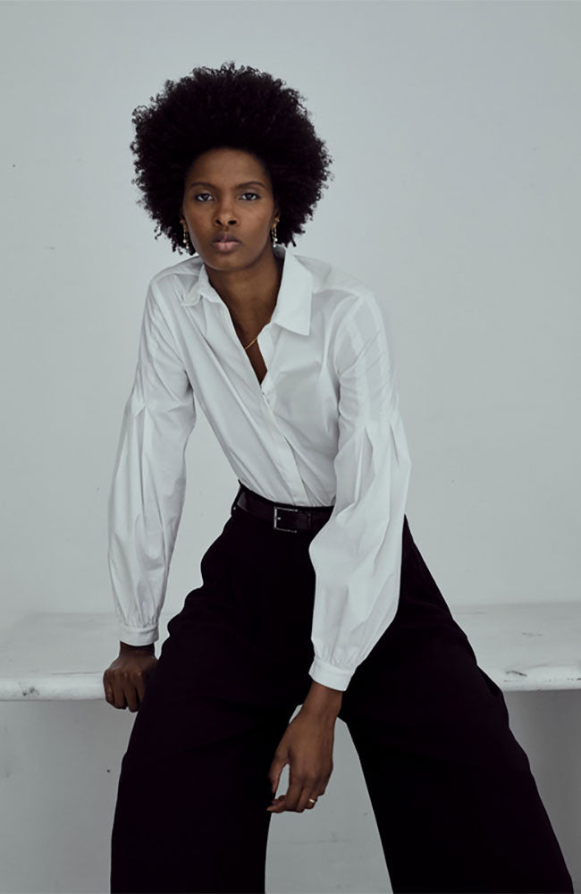 Button Down Shirt Pleat Sleeve