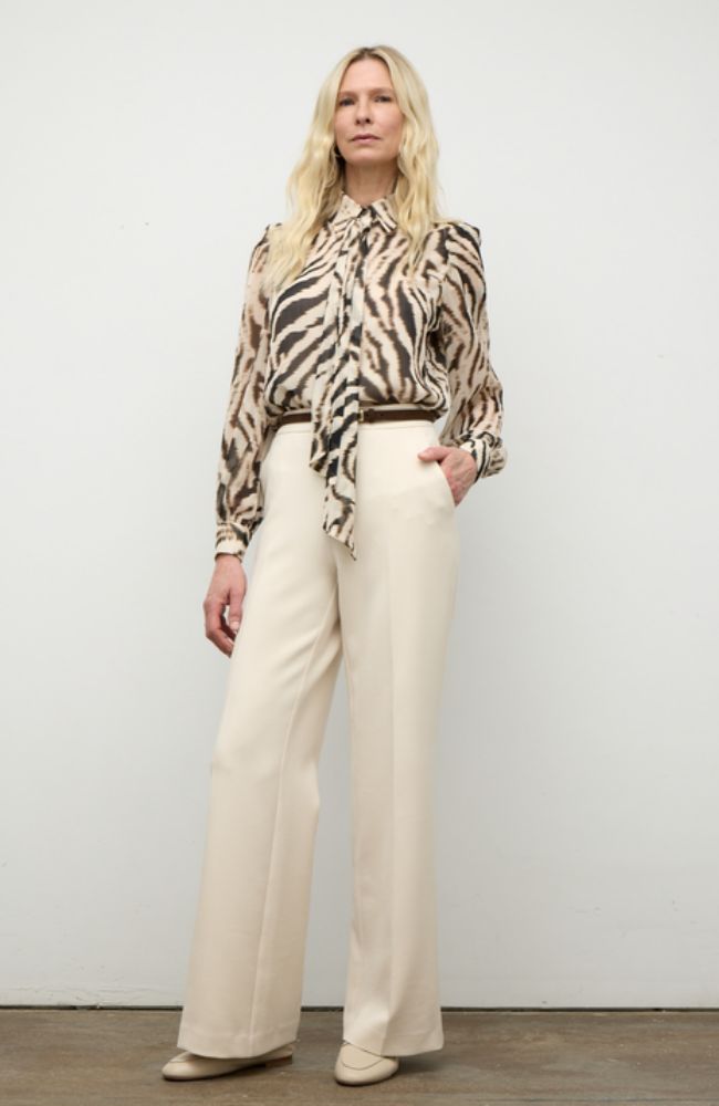 Print Blouse Detachable Scarf